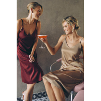 Коричневое шелковое свободное платье на бретелях Seventeen 2220.6194