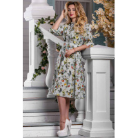 Легкое свободное платье из принтованного цветами софта серого цвета Seventeen 962.2617