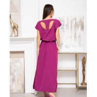 Фіолетова сукня з фігурним вирізом на спинці