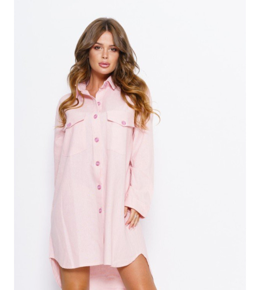 Рожеве асиметричне плаття-сорочка з кишенями