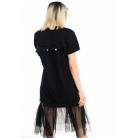 Черное платье-футболка с фатиновым подолом