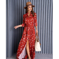 Терракотовое длинное платье из хлопка