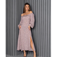 Коричневое ретро-платье из хлопка в цветочек