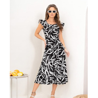 Черное хлопковое платье с вырезом на спинке