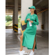 Зеленое длинное платье с капюшоном