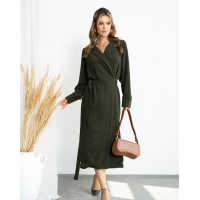 Платье-тренч цвета хаки с миди длиной