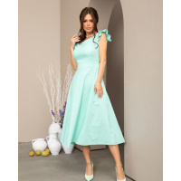 Мятный коттоновый сарафан с декоративной спинкой