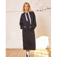 Черное платье-толстовка с капюшоном