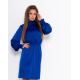 Синее сатиновое приталенное платье с жаткой