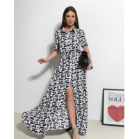 Черно-белое платье-рубашка макси длины