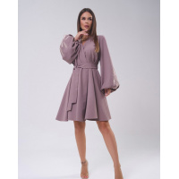 Бежевое платье кроя на запах с вышивкой