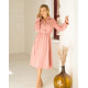 Рожеве вельветове плаття-сорочка з довгими рукавами