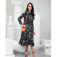 Черно-белое платье-рубашка с кулиской