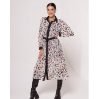 Бежевое шифоновое платье-рубашка