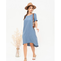 Темно-голубое асимметричное платье-баллон