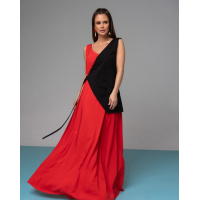 Длинный красный сарафан с вставкой