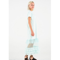 М`ятна плаття-футболка з сітчастим подолом в підлогу