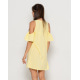 Жовте коротке плаття з вирізами на плечах