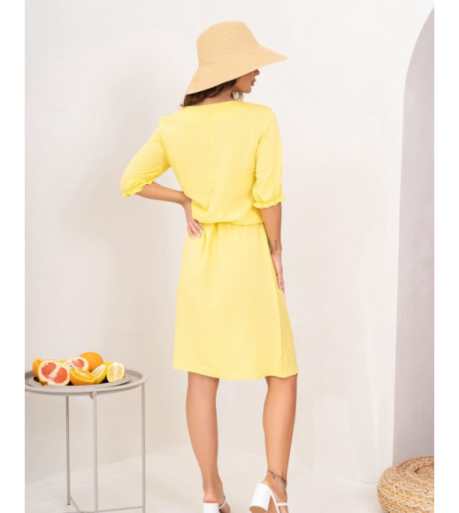 Жовта бавовняна сукня на кулісці