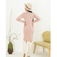 Розовое вязаное шерстяное платье