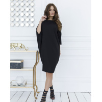 Черное асимметричное платье кроя летучая мышь