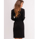 Черное платье-футляр с бежевой вставкой