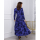 Синє класичне плаття з фактурним принтом