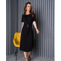 Черное классическое платье со сборками