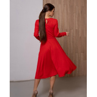 Червоне фактурне класичне плаття з гудзиками