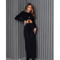 Черное трикотажное платье с вырезами