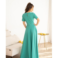 Зелена класична сукня з короткими рукавами
