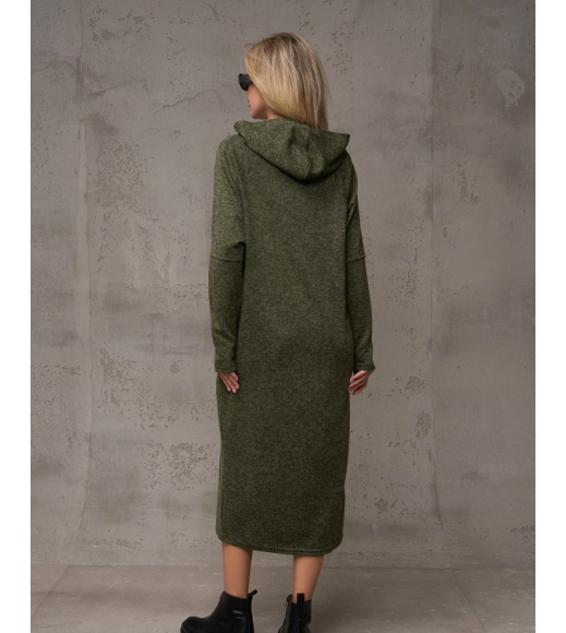 Ангоровое платье цвета хаки кроя летучая мышь