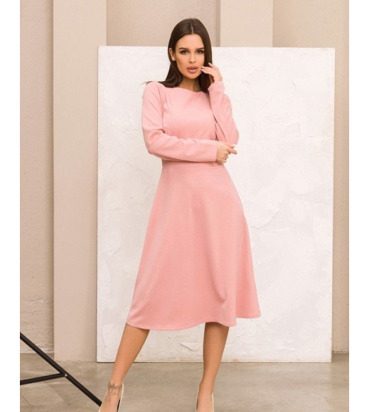 Рожеве класичне плаття з довгими рукавами