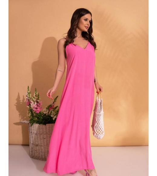 Розовое хлопковое платье в бельевом стиле