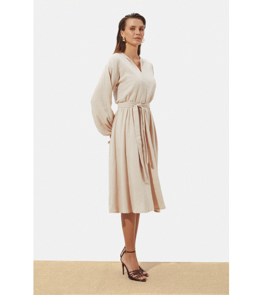 Бежевое муслиновое миди платье Seventeen 2283.6372