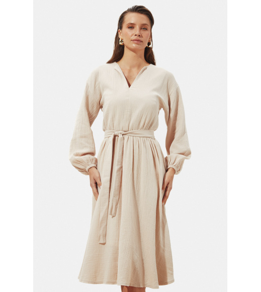 Бежевое муслиновое миди платье Seventeen 2283.6372