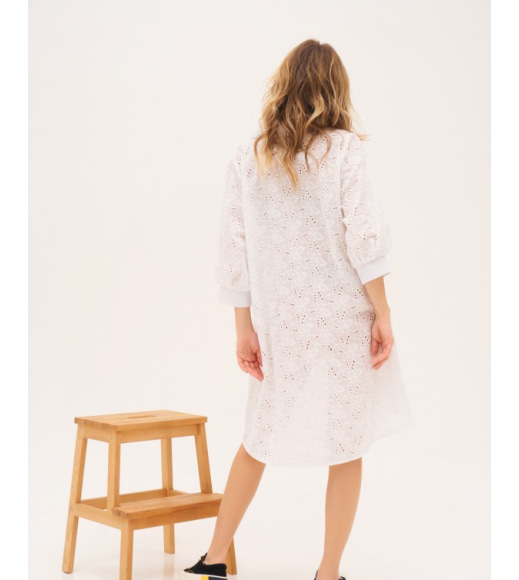 Біла асиметрична бавовняна сукня-сорочка