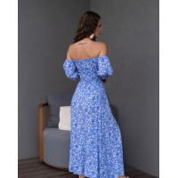 Голубое цветочное платье с лифом-жаткой