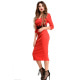 Красное платье-миди с высокой талией и кружевом под грудью
