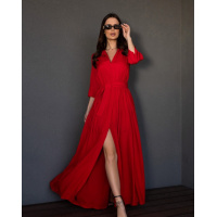 Длинное платье из красного хлопка