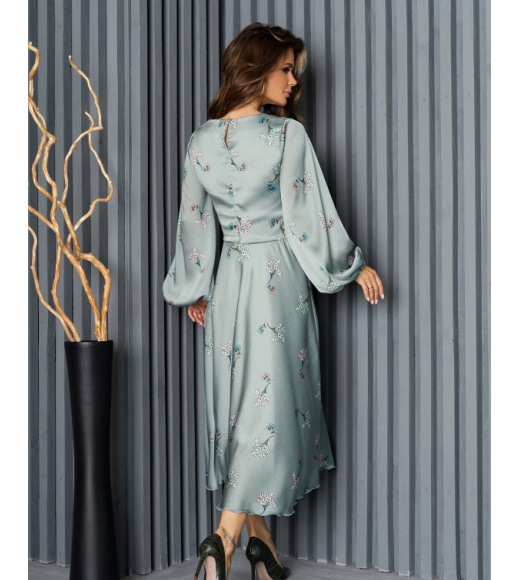 Класична сатинова сукня оливкового кольору