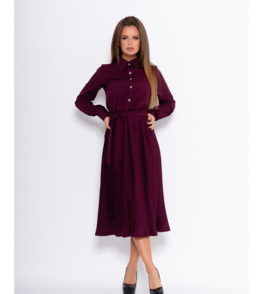 Фіолетова сукня-сорочка з плісировані низом