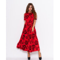 Червоне довге плаття з фактурним декором