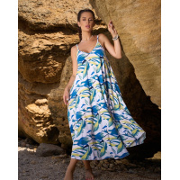 Платье-трапеция на бретельках из принтованного хлопка