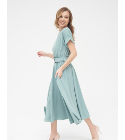 Класична сукня кольору хакі з розкльошеним низом