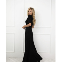 Черное фактурное классическое платье в пол
