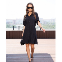 Черное платье-рубашка на пуговицах