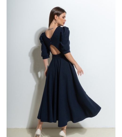 Темно-синя сукня з декоративною спинкою