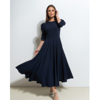 Темно-синее платье с декоративной спинкой