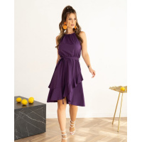 Темно-фиолетовый сарафан с воланом